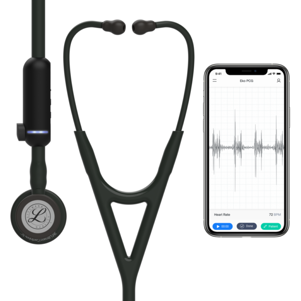 3M Littmann CORE digitale stethoscoop, zwart borststuk, slang, stuurpen en headset, 69 cm