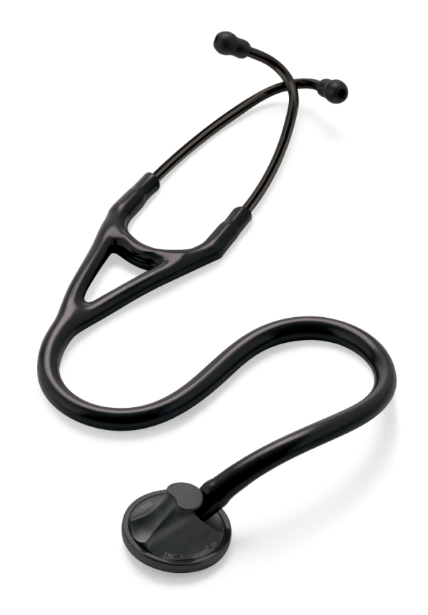3M Littmann master-cardiologiestethoscoop, borststuk en oorbuizen met zwarte afwerking, zwarte buis
