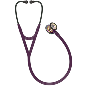 3M Littmann cardiologie IV diagnostische stethoscoop, hoogglanzende regenboog, pruimenbuis, violette steel, zwarte hoofdtelefoon