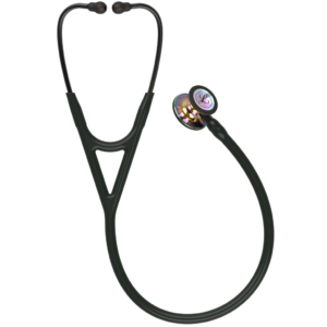 3M Littmann cardiologie IV diagnostische stethoscoop, hoogglanzende regenboog, zwarte buis, rooksteel, rookheadset