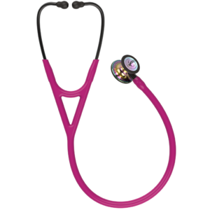 3M Littmann cardiologie IV diagnostische stethoscoop, hoogglanzende regenboog, frambozenbuisje, rooksteel, rookheadset