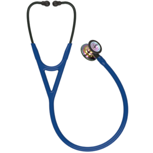3M Littmann cardiologie IV diagnostische stethoscoop, hoogglans regenboog, marineblauw, zwart staal, zwarte koptelefoon
