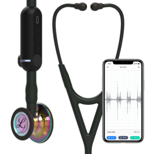 3M Littmann CORE digitale stethoscoop, hoogglanzende regenboogversie, zwarte buis, stuurpen en hoofdtelefoon